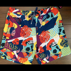 Surf Society Men's XL Swim Trunks Tropical Skulls Red Yellow Blue New